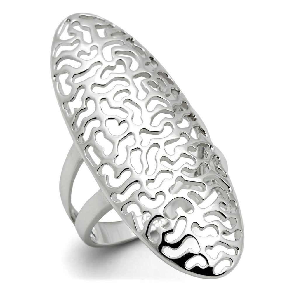 JCE169 Rhodium Brass Ring with No Stone