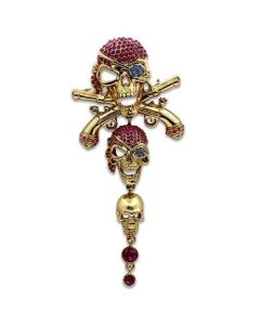 JCE2416 Gold White Metal Brooches with Top Grade Crystal  in Multi Color