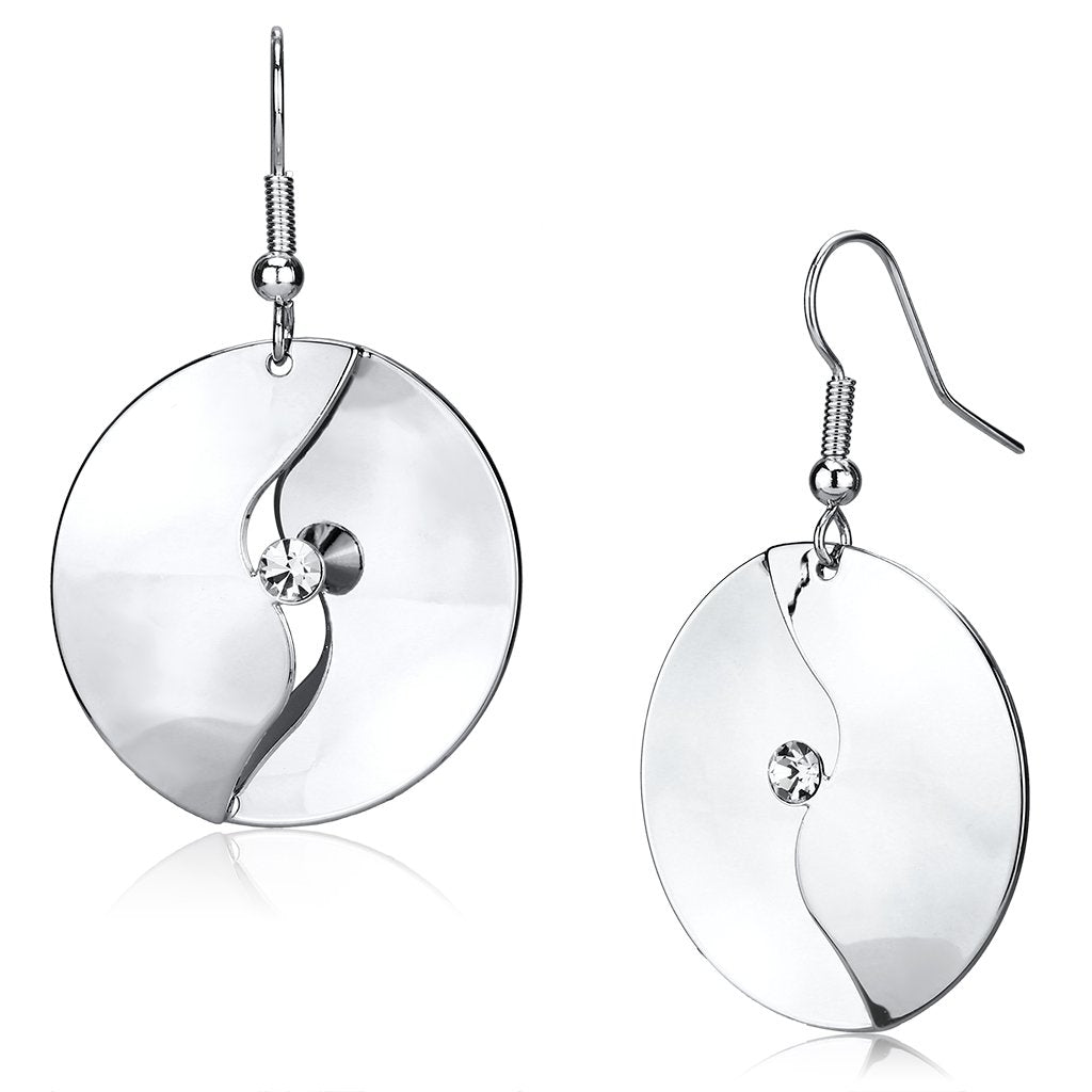 JCE2745 Rhodium Iron Earrings with Top Grade Crystal  in Clear