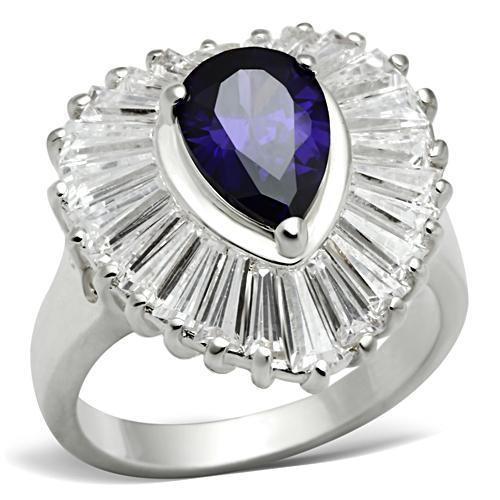 JCE004 Silver 925 Sterling Silver Ring with AAA Grade CZ  in Tanzanite