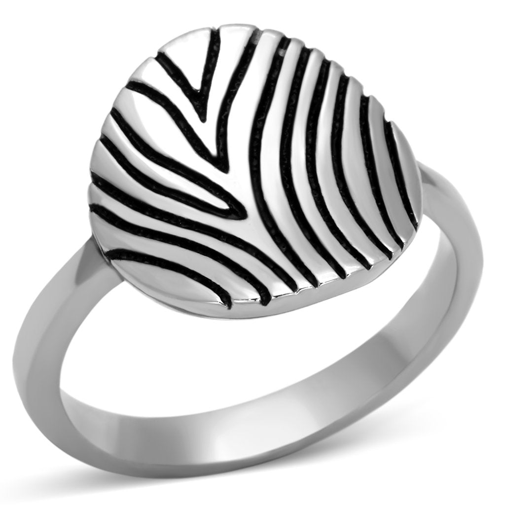 JCE1078 High polished (no plating) Stainless Steel Ring with Epoxy  in Jet