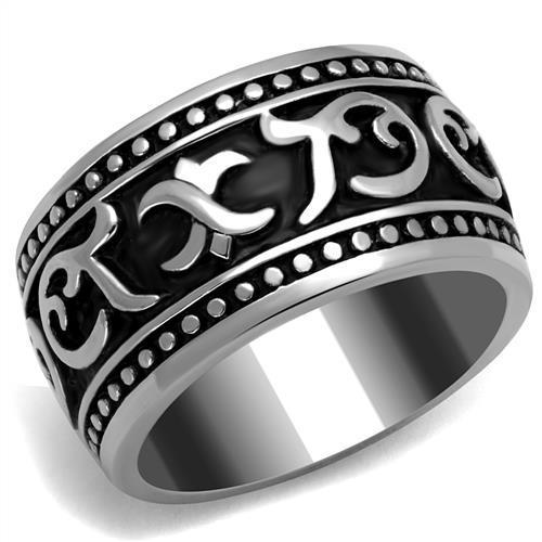 JCE2233 High polished (no plating) Stainless Steel Ring with Epoxy  in Jet
