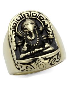 JCE2457 IP Antique Copper Stainless Steel Ring with Epoxy  in Jet