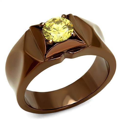 JCE2773 IP Coffee light Stainless Steel Ring with AAA Grade CZ  in Topaz