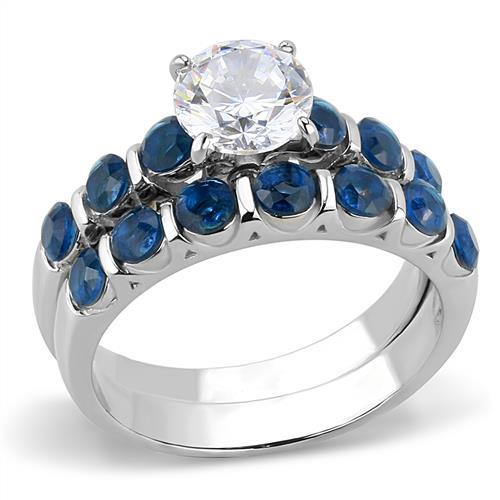 JCE3235 High polished (no plating) Stainless Steel Ring with AAA Grade CZ  in Clear