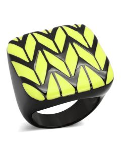 JCE872 IP Black(Ion Plating) Stainless Steel Ring with Epoxy  in Topaz