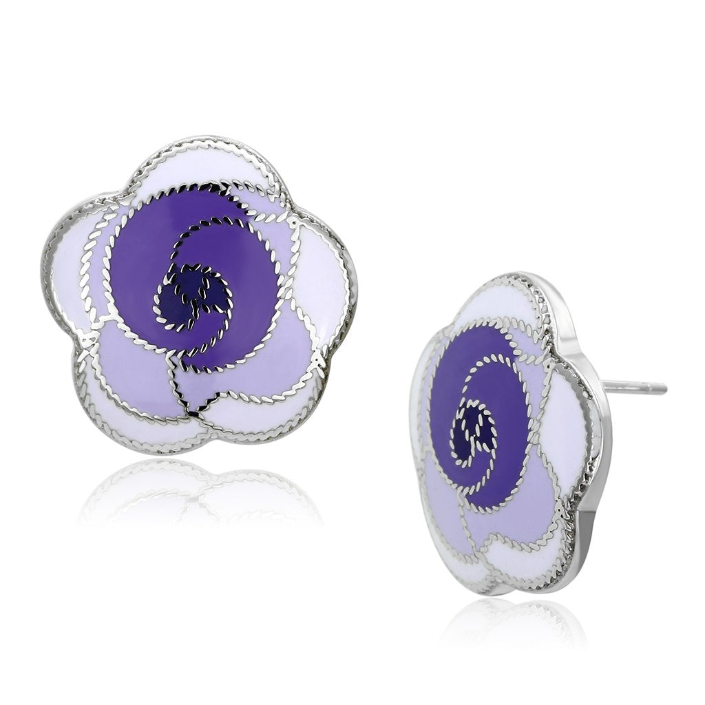 JCE903 High polished (no plating) Stainless Steel Earrings with Epoxy  in Multi Color